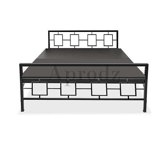 Metal Bed | Metal Bed With Foam Mattress Included | (King, Queen, Single Size with Mattress) (Geometric Design & Geometric Design with Foam) Aprodz