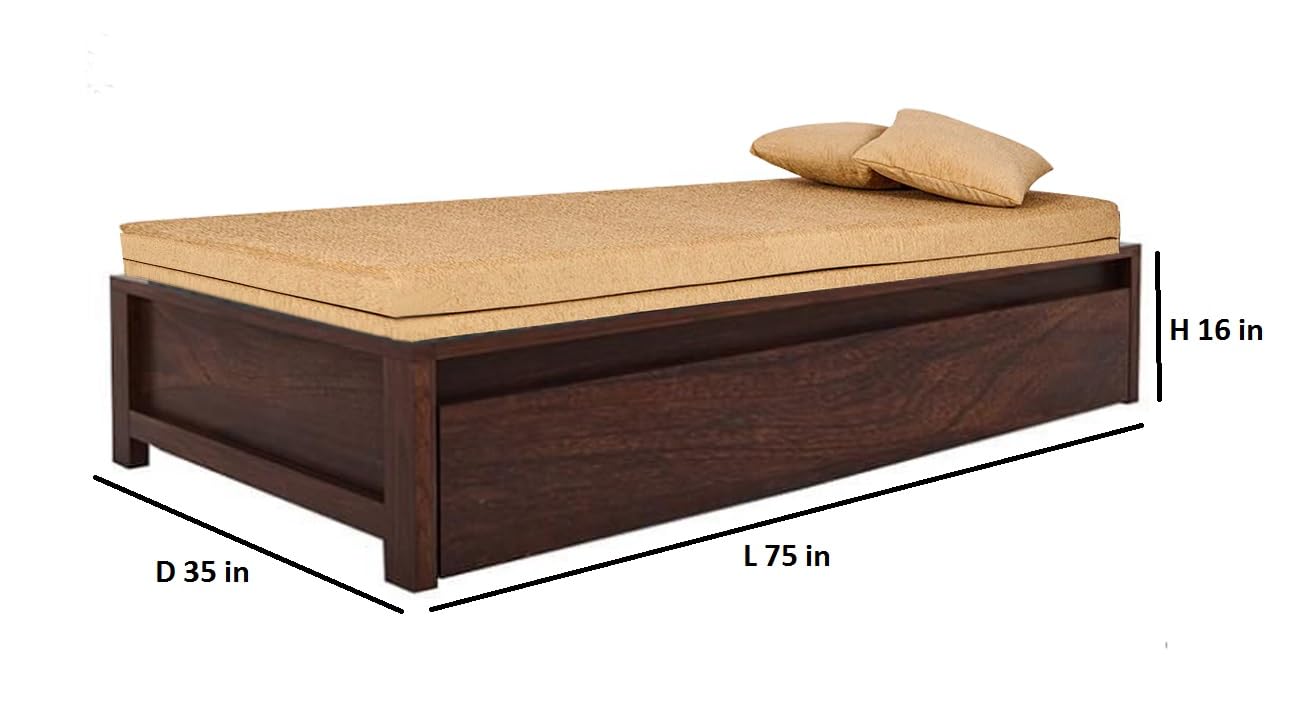 Sheesham Wood Hosia Bed for Bedroom Living Room Divan with Storage-Honey Finish