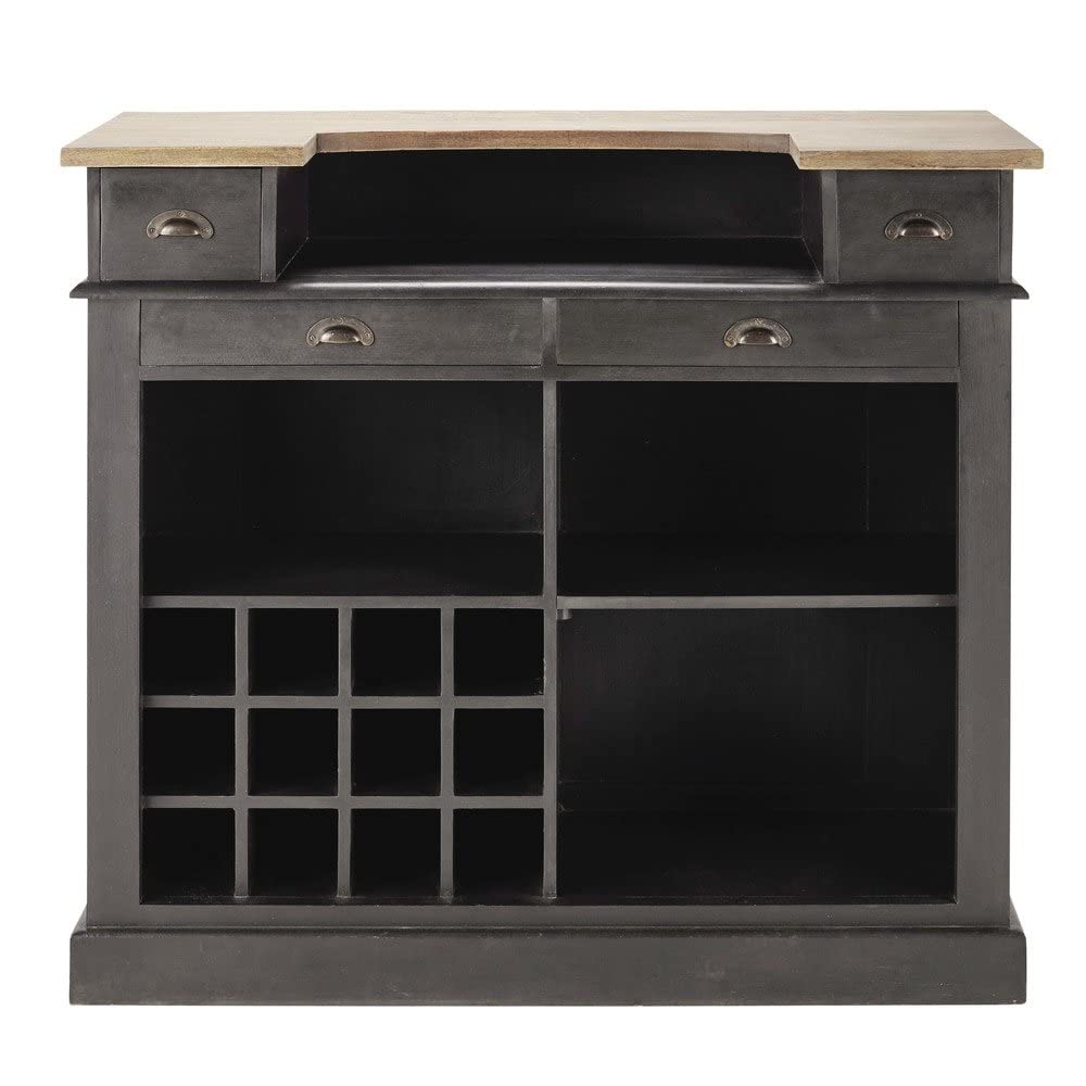 Mango Wood Peetz Royal Stylish Bar Cabinet with Wine Glass Storage for Living Room | Chestnut Finish 