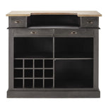 Mango Wood Peetz Royal Stylish Bar Cabinet with Wine Glass Storage for Living Room | Chestnut Finish 