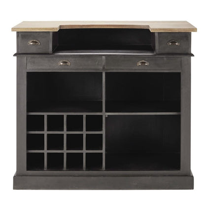 Mango Wood Peetz Royal Stylish Bar Cabinet with Wine Glass Storage for Living Room | Chestnut Finish 