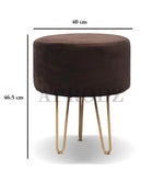 Upholstered and Steel Frame Puffy Stool Grass Green Fabric + Black Powdercoated - Set of 2 