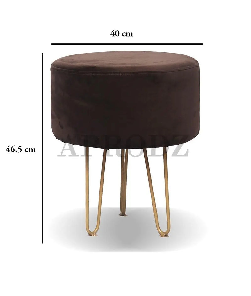 Upholstered and Steel Frame Puffy Stool Grass Green Fabric + Black Powdercoated - Set of 2 