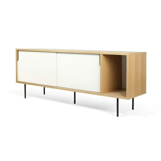 Translation missing: en.APRODZ Solid Wood Clearcut Storage Side Board Unit for Living Room | Oak White Finish