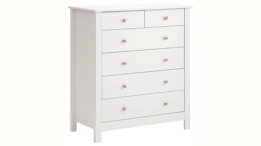 Translation missing: en.APRODZ Mango Wood Ania Chest of 6 Drawers Storage Cabinet for Living Room | Wooden Sideboard | White Finish
