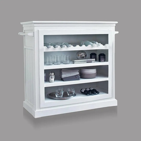 Translation missing: en.APRODZ Mango Wood Bonner Wine Storage Stylish Counter Bar Cabinet for Living Room | White Finish