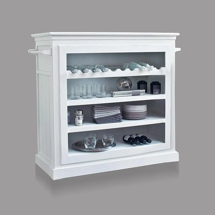 Translation missing: en.APRODZ Mango Wood Bonner Wine Storage Stylish Counter Bar Cabinet for Living Room | White Finish
