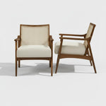 Deleon Living Chair in Cane Back Upholstered | (Light Brown Finish) 
