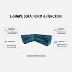 Shaped Sectional 6-Seater Sofa with Tufted Back Padded Armrest Perfect Fabric Corner Sofa 