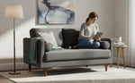 MidCen Wooden 2 Seater Sofa with High-Density Comfortable Foam for Home & Living Room (Upholstered- Dark Blue Velvet Fabric) 