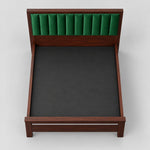 Sheesham Wood Bed | Queen Size Bed Without Storage | Solid Wood Double Bed with Tufted Headboard | Premium Cot Furniture for Bedroom | Bed Queen Size | Green 