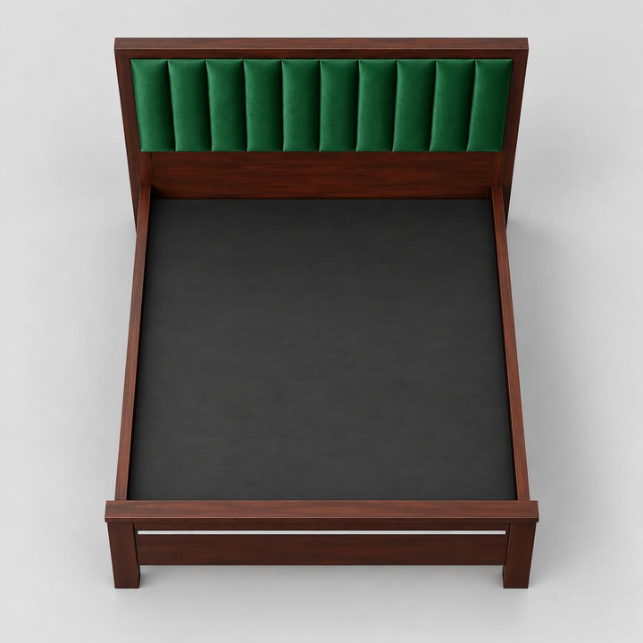 Translation missing: en.Sheesham Wood Bed | Queen Size Bed Without Storage | Solid Wood Double Bed with Tufted Headboard | Premium Cot Furniture for Bedroom | Bed Queen Size | Green 
