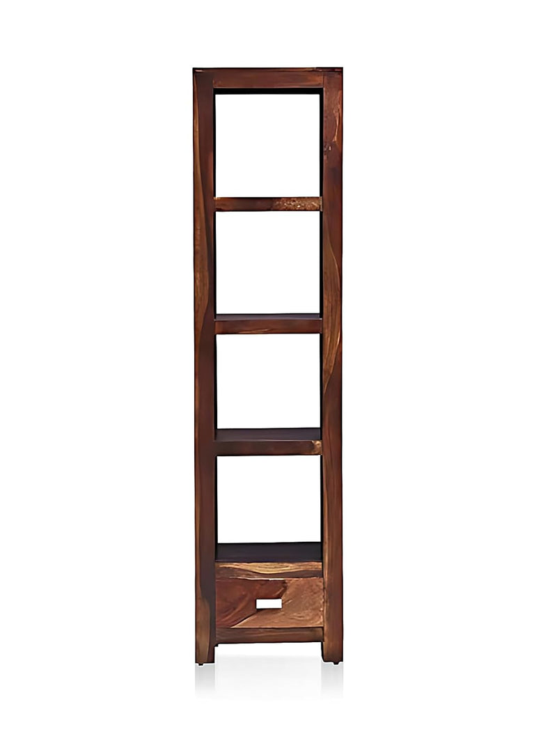 Bookshelf | Sheesham Wood Wooden Storage Organizer | Shelves Bookcase Rustic Durable, Stylish & Compact Design for Home, Office & Living Room | Furniture Organizer Elegant Finish (Brown 2) 