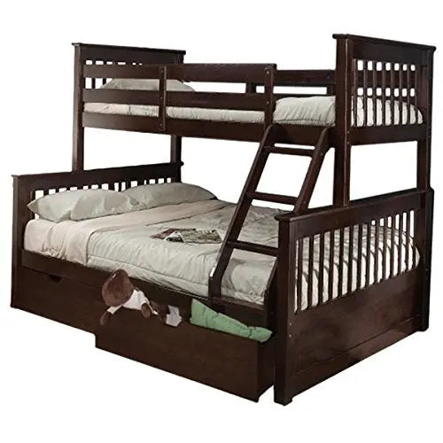 Sheesham Wood Fragho Bunk Bed – Sturdy Wooden Bunk Bed with Spacious Storage for Kids’ Room, Bedroom & Guest Room (Brown Finish)  Bunk bed
