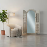 Mango Wood Meredi Standing Wall Decorative Mirror Frame| Wooden Mirror 