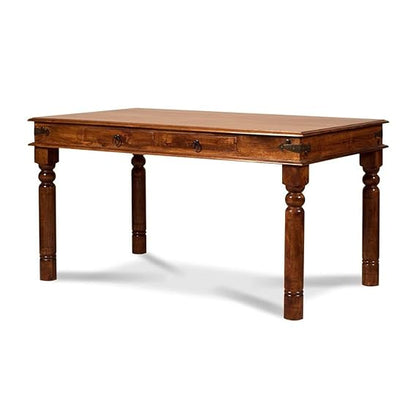 Sheesham Wood Reyk 6 Seater Dining Table Set with 1 Bench & 4 Chairs for Home Dining Room Furniture (Brown Finish) 