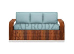 Sheesham Wood Sofa Cum Bed, 3 Seater with Blue Upholstery (75 x69 x30 Inch)  Sheesham Wood Sofa Cum Bed (3 Seater)