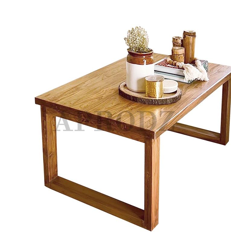 Premium Solid Wood Coffee Table for Living Room, Diamond Shape Pattern, Rustic Accent Furniture for Home and Office
