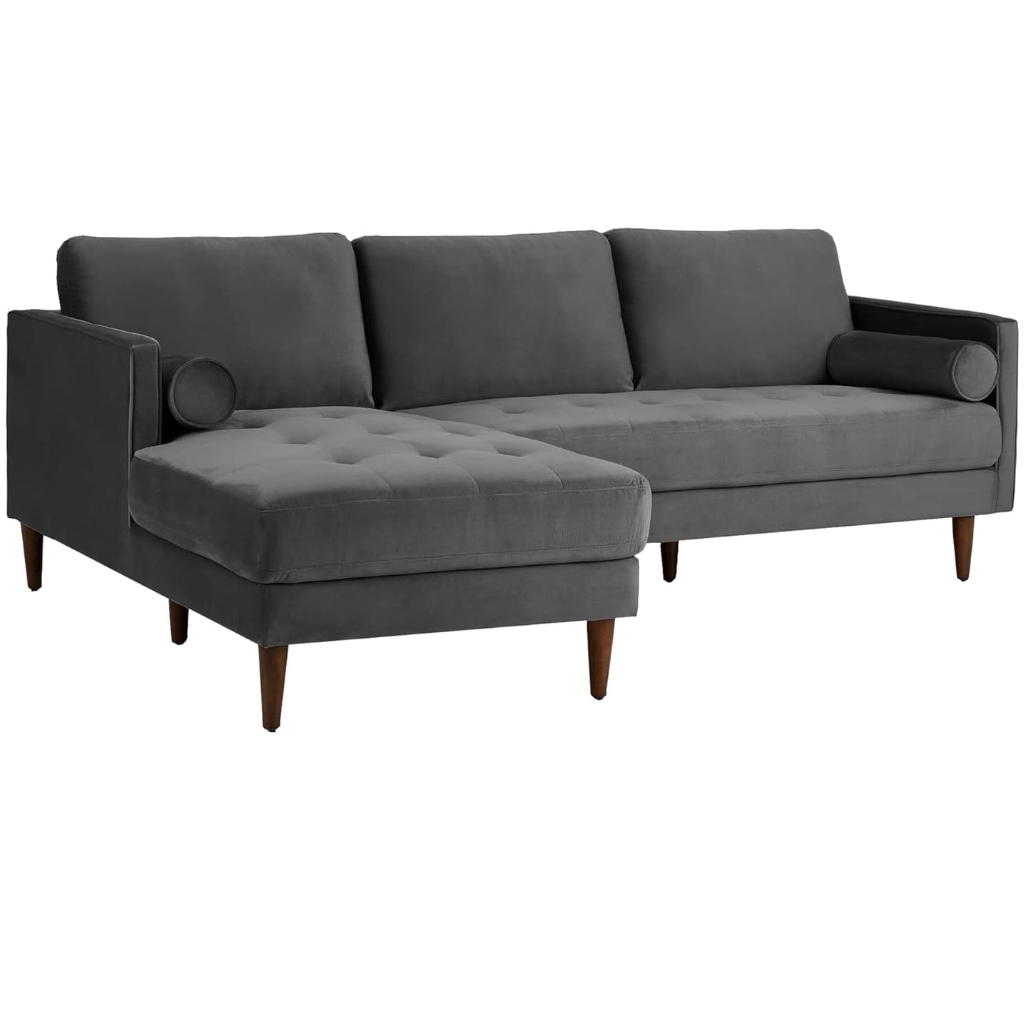 MidCen Wooden 3 Seater Sofa Set with High-Density Comfortable Foam for Home & Living Room (Upholstered- Dark Green Velvet Fabric) 