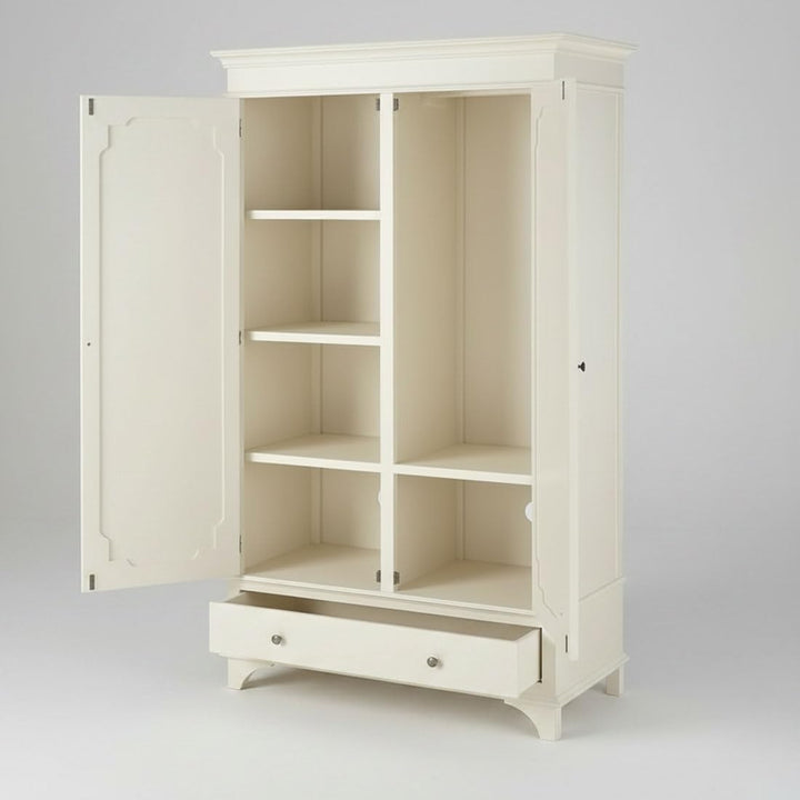 Translation missing: en.Mango Wood Wardrobe for Bedroom 2-Door Modular Wooden Almirah for Storage/Space Saving with 1-Drawer/Storage Organizer Rack Clothes Cupboard for Bedroom 