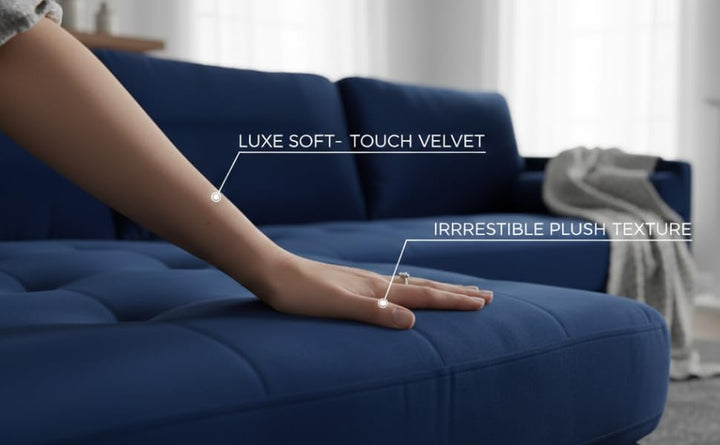 Translation missing: en.MidCen Wooden 3 Seater Sofa Set with High-Density Comfortable Foam for Home &amp; Living Room (Upholstered- Dark Green Velvet Fabric) 