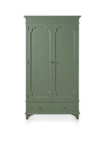 Mango Wood 2-Door 1-Drawer Wardrobe – Khaki Green Almirah 