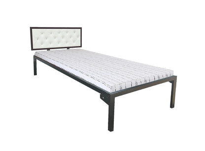 Single Size Bed with Upholstered Headboard | CR Steel Frame | Modern Platform Bed | Sturdy, Durable & Noise-Free | No Box Spring Needed | Stylish Furniture 