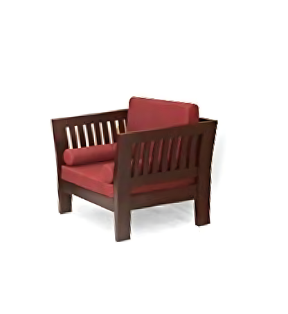 Mocko Sheesham Wood One Seater Sofa Set with Cushions for Living Room 