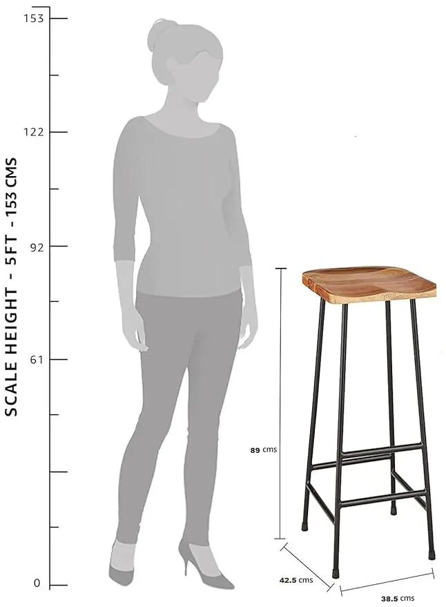 Translation missing: en.Bar Stool Set of 2 for Home bar, Counter Stool Chair Modern, Shop Industrial Stool with footrest, Black 