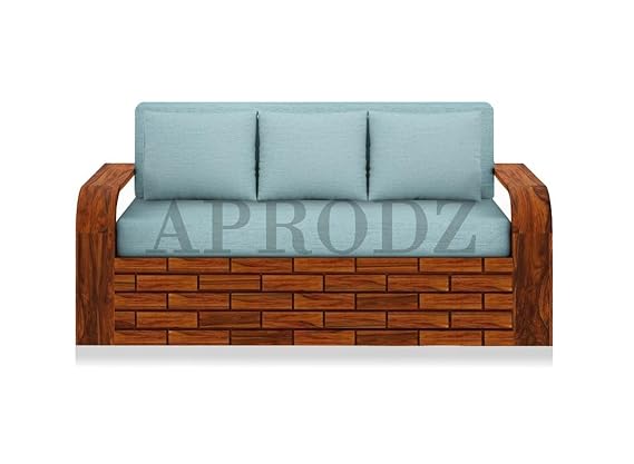 Sheesham Wood Sofa Cum Bed, 3 Seater with Blue Upholstery (75 x69 x30 Inch)  Sheesham Wood Sofa Cum Bed (3 Seater)
