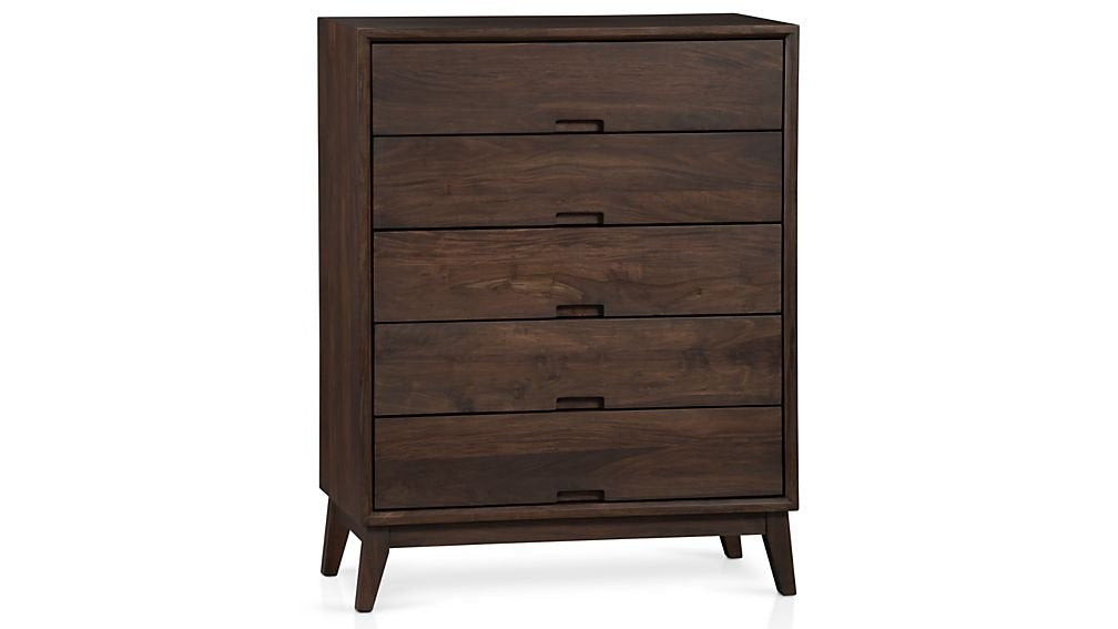 APRODZ Mango Wood Storage Cabinet Cruz Chest of 5 Drawers Furniture for Living Room | Brown