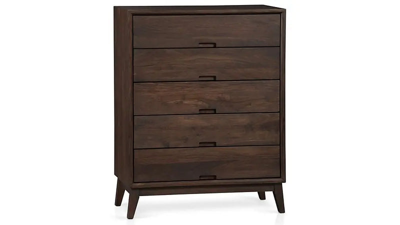 APRODZ Mango Wood Storage Cabinet Cruz Chest of 5 Drawers Furniture for Living Room | Brown