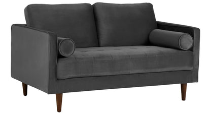 MidCen Wooden 2 Seater Sofa with High-Density Comfortable Foam for Home & Living Room (Upholstered- Gray Velvet Fabric)