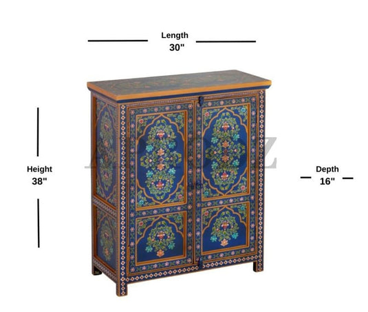 Translation missing: en.Wooden Handpainted Multipurpose Storage Cabinet for Living Room (Multicolor) 