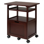 APRODZ Pipro Acacia Wood Multipurpose Office Table and Kitchen Trolley Cart with Storage Cabinet Rolling Utility Table for Home, Office, Kitchen and Dining Room 