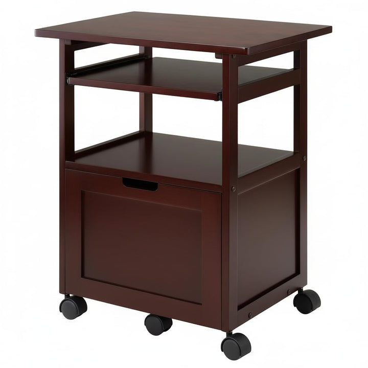 Translation missing: en.APRODZ Pipro Acacia Wood Multipurpose Office Table and Kitchen Trolley Cart with Storage Cabinet Rolling Utility Table for Home, Office, Kitchen and Dining Room 