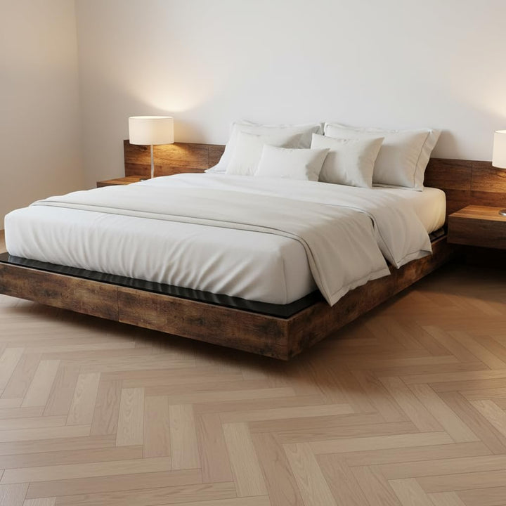 Translation missing: en.Cowen Floating Bed Frame with LED Lights Metal Slats Underbed Storage Space No Box Spring 