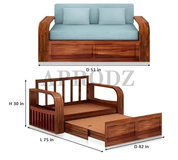 Translation missing: en.Sheesham Wood 2 Seater Sofa Cum Bed with Storage 