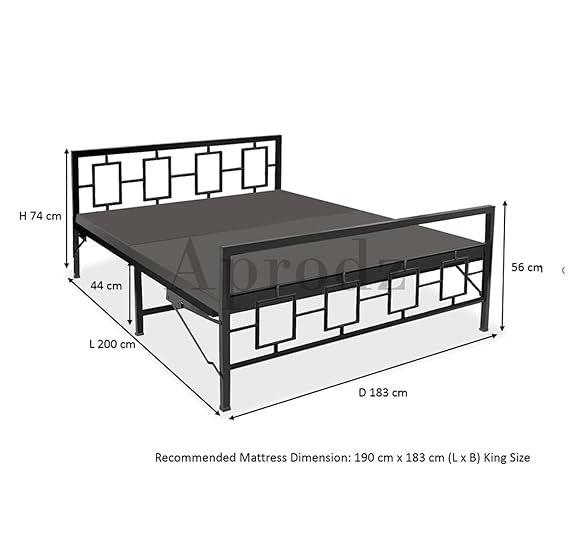 Metal Bed | Metal Bed With Foam Mattress Included | (King, Queen, Single Size with Mattress) (Geometric Design & Geometric Design with Foam) Aprodz