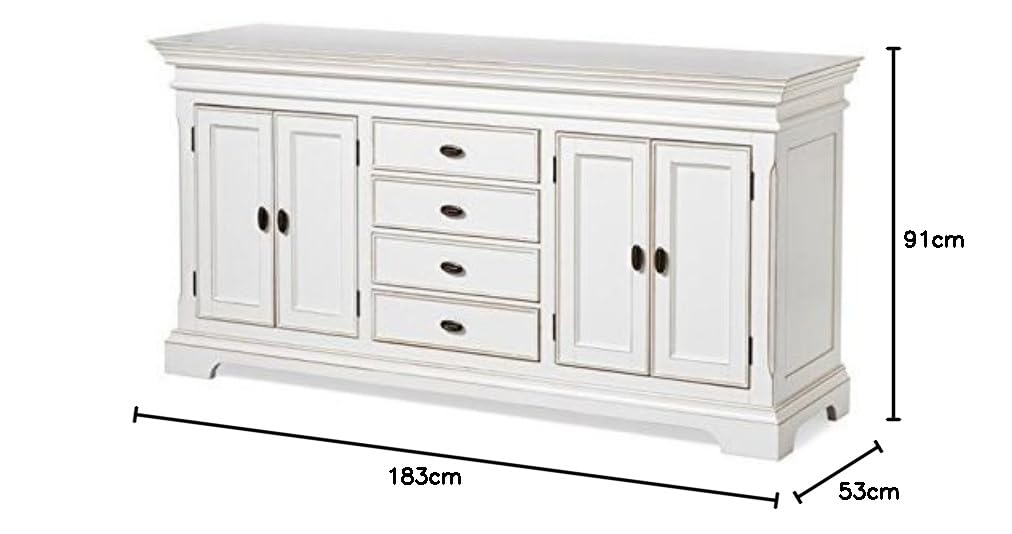 APRODZ Mango Wood Snovsk Sideboard Storage Cabinet for Living Room | Wooden Cabinet for Kitchen | White Finish