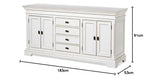 APRODZ Mango Wood Snovsk Sideboard Storage Cabinet for Living Room | Wooden Cabinet for Kitchen | White Finish