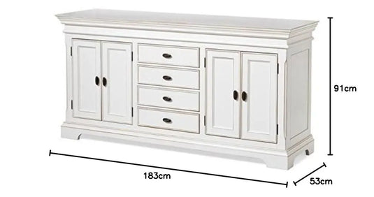 Translation missing: en.APRODZ Mango Wood Snovsk Sideboard Storage Cabinet for Living Room | Wooden Cabinet for Kitchen | White Finish