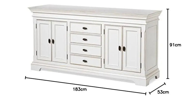 Translation missing: en.APRODZ Mango Wood Snovsk Sideboard Storage Cabinet for Living Room | Wooden Cabinet for Kitchen | White Finish