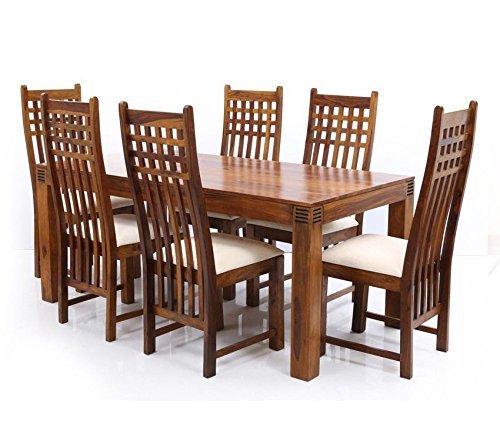 Sheesham Wood Avavia 6 Seater Dining Table Set for Home | Dining Furniture | Brown Finish 