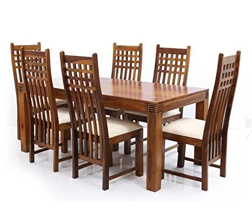 Translation missing: en.Sheesham Wood Avavia 6 Seater Dining Table Set for Home | Dining Furniture | Brown Finish 