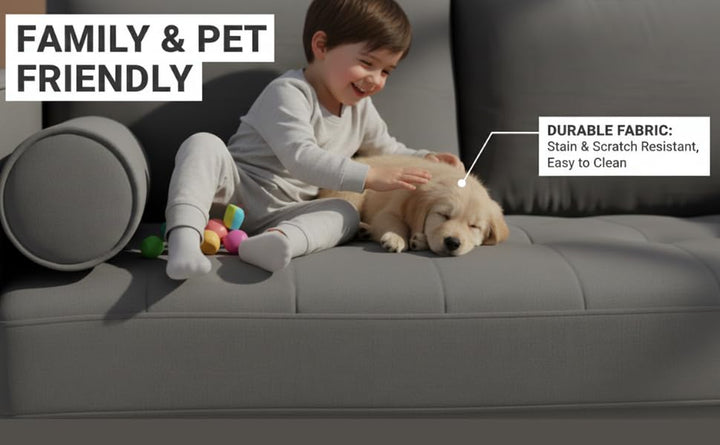 Translation missing: en.MidCen Wooden 2 Seater Sofa with High-Density Comfortable Foam for Home &amp; Living Room (Upholstered- Dark Blue Velvet Fabric) 