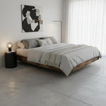 Cowen Floating Bed Frame with LED Lights Metal Slats Underbed Storage Space No Box Spring 