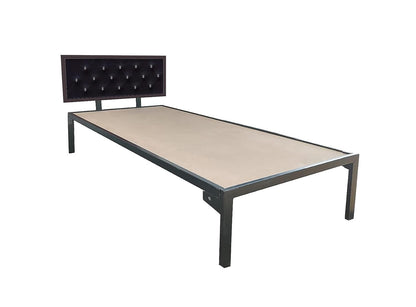 Single Size Bed with Upholstered Headboard | CR Steel Frame | Modern Platform Bed | Sturdy, Durable & Noise-Free | No Box Spring Needed | Stylish Furniture 