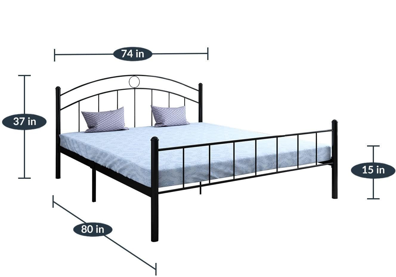 APRODZ Queen Size Bed for Bedroom Metal Bed in Black Color