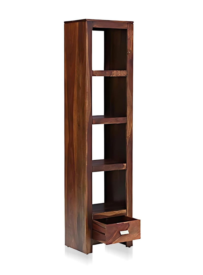 Bookshelf | Sheesham Wood Wooden Storage Organizer | Shelves Bookcase Rustic Durable, Stylish & Compact Design for Home, Office & Living Room | Furniture Organizer Elegant Finish (Brown 2) 